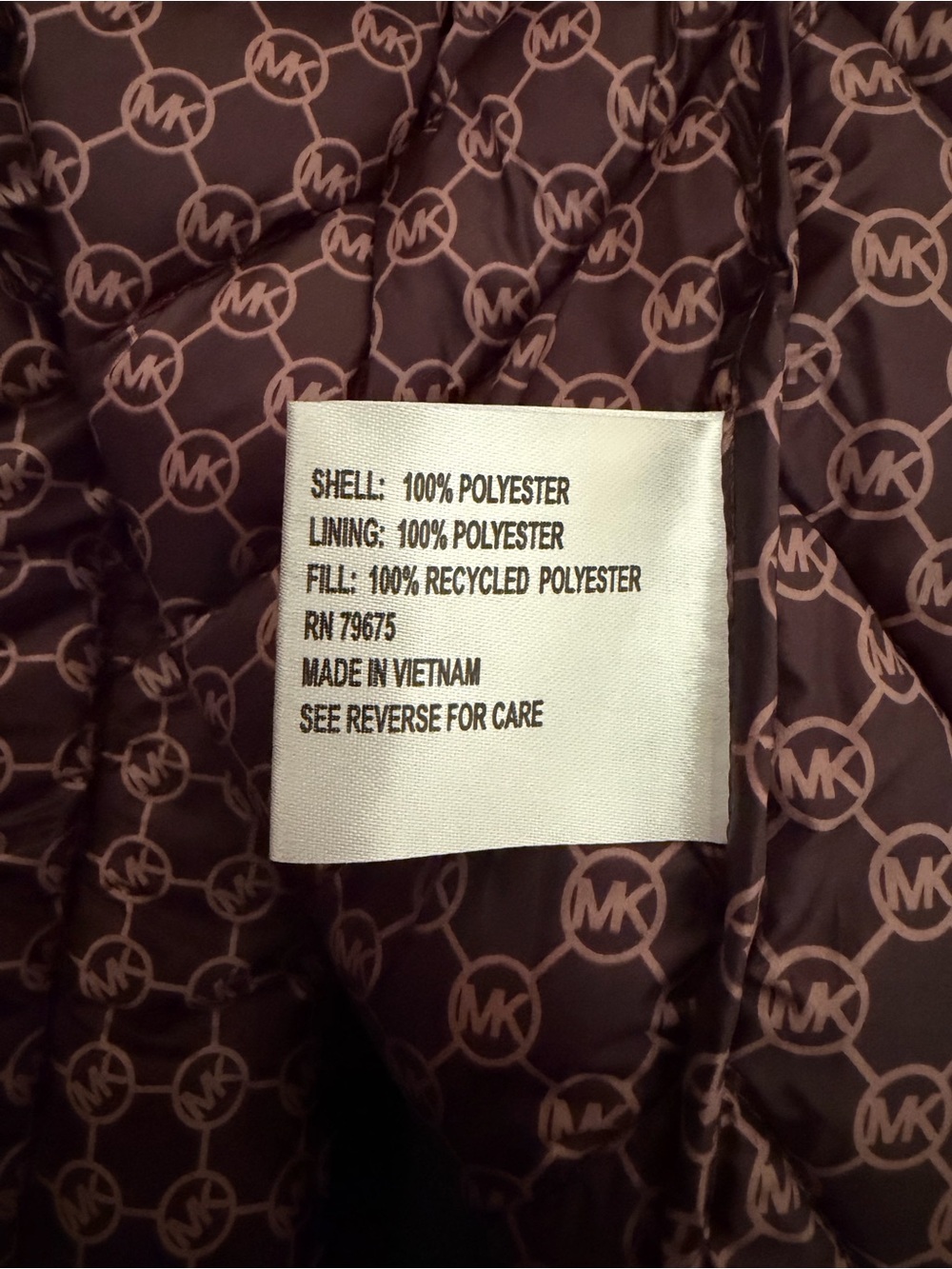 NWT Michael Kors Women's Burgundy Quilted Hooded Puffer Jacket Size XL - Picture 5 of 6